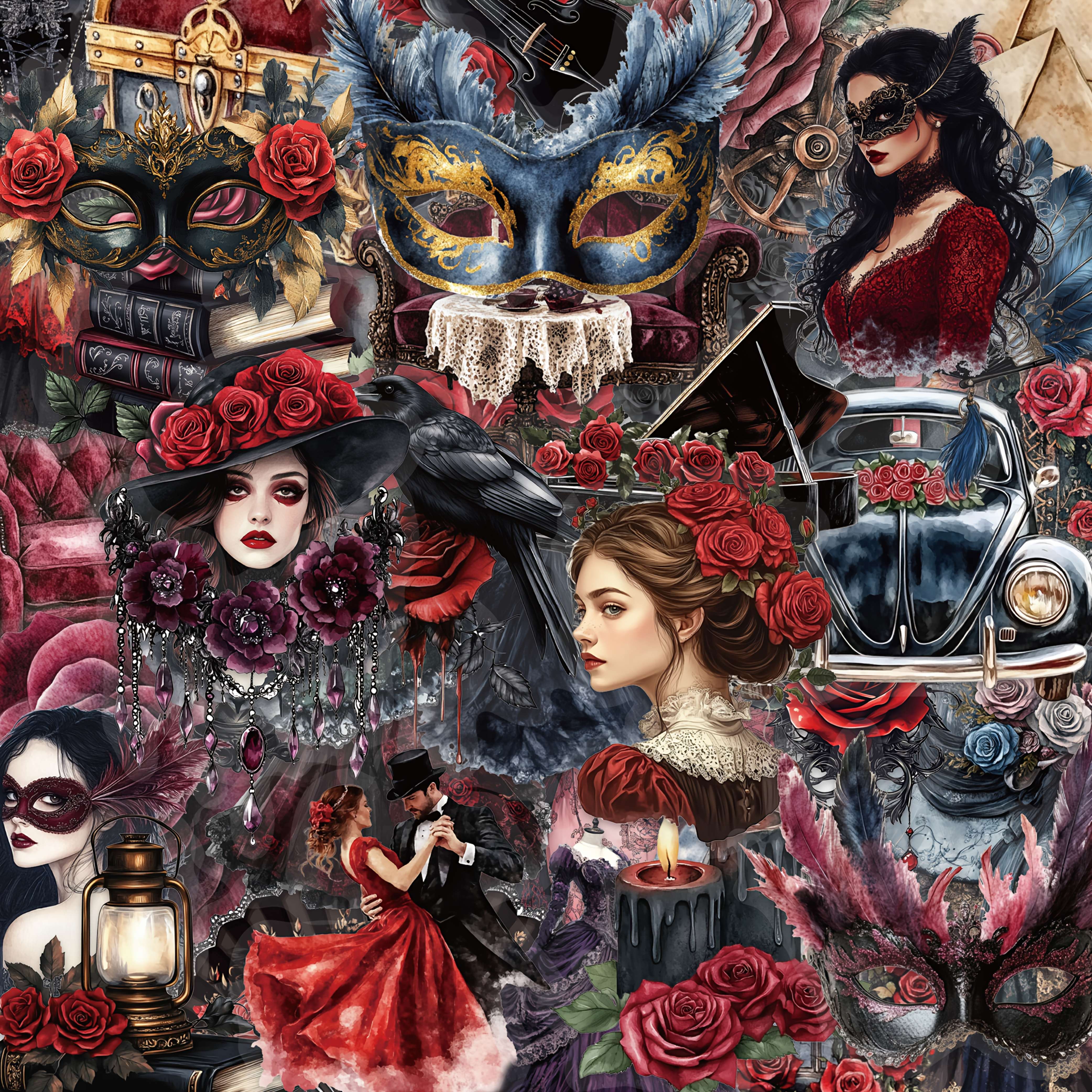 50 Sheets Of Masquerade Ball Decorative Stickers For Guitars, Skateboards, Luggage, Windows, Glass, Diaries, Journals, Helmets, Halloween, Easter Gifts, Rewards, Parties, And Gatherings