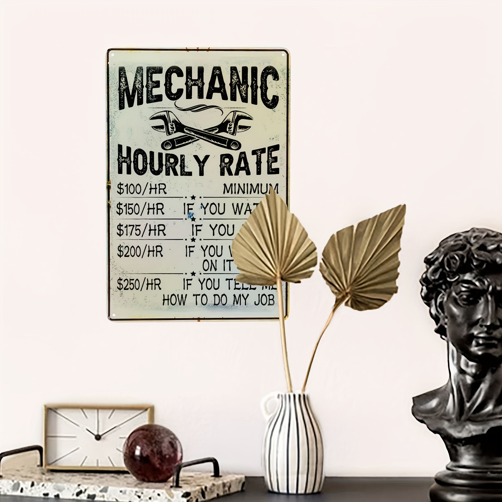 1pc Garage Rustic Wall Decor, Mechanic Hourly Rate Garage Car Tin Signs  Decor, Mechanics Automotive Man Cave Bar Vintage Man Cave Car Funny Retro  Plaq