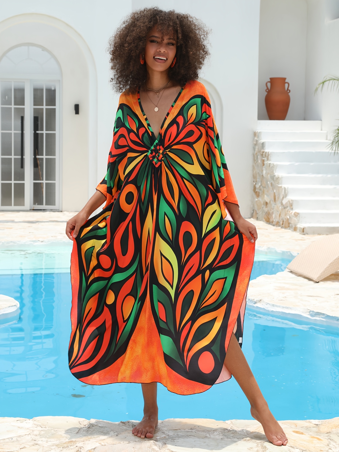 beach wear dresses plus size Pinup Fashion Summer Dress Easter Sundress Boho Eyelet Maxi Dress Product Details Womens Summer Fashion Printed V BrightlyHer Plus Size Black Floral