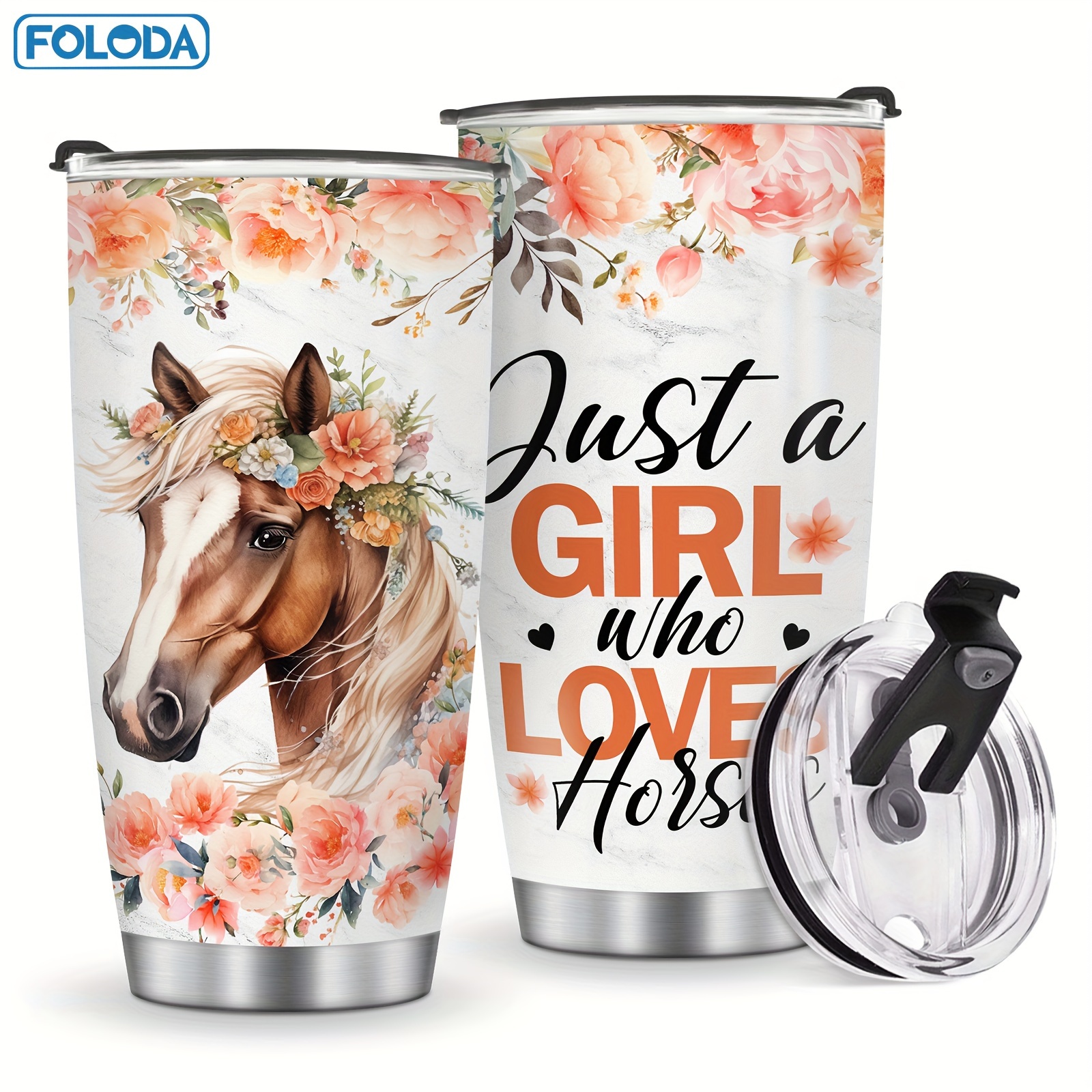 

1pc Who Horses 20oz Horses For Women Steel Insulated Lid Mug Cup For Christmas