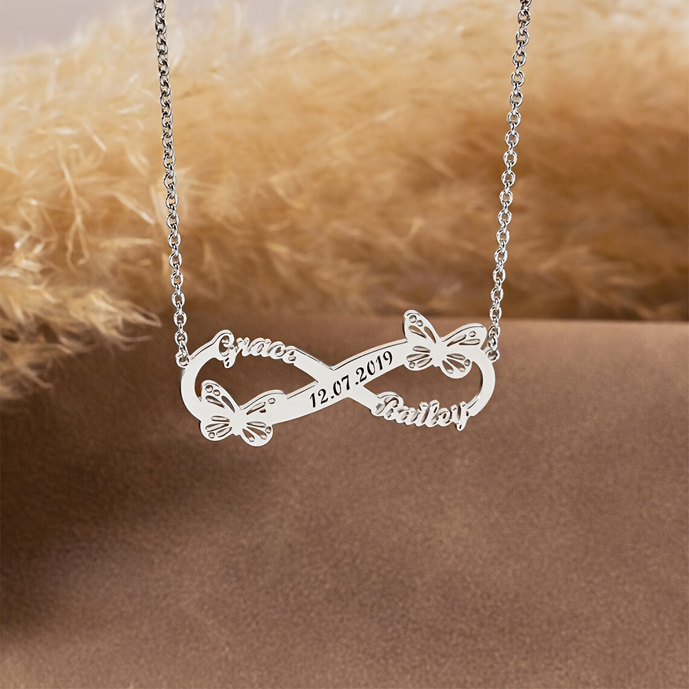 TEMU Collana Personalizzata con a , Collana con , Pendente in Acciaio Inossidabile con Targa Data Anniversario, Regalo per San Valentino, Gioielli di