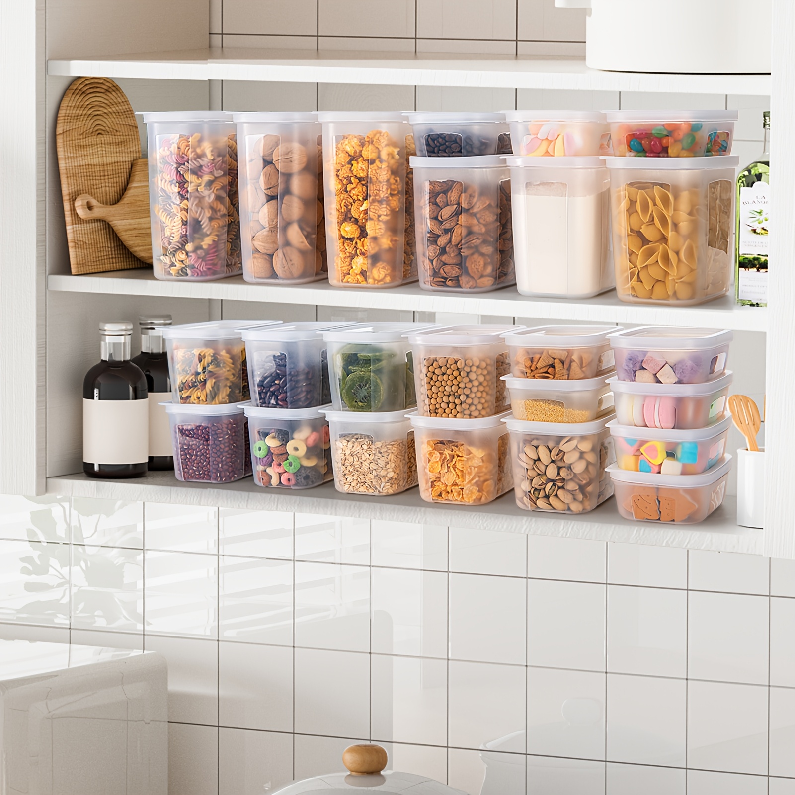 

Storage Boxes With Lid 24 Airtight Storage Container Set, Kitchen Storage Box For Noodles Flour Cereal Sugar Snack