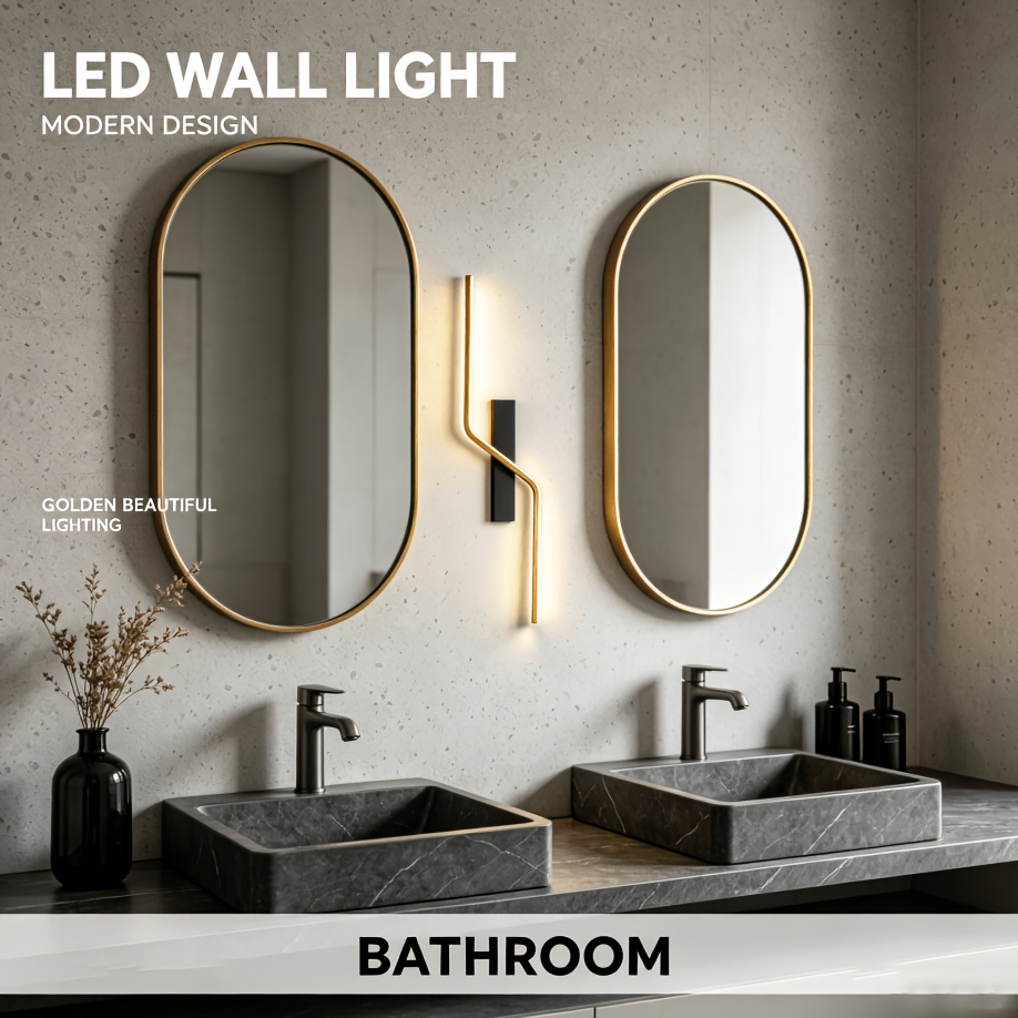 SYHENOP Nordic Light Luxury Style LED Strip Wall Light, Golden Black Contrast Design, 4000K Neutral Light, Minimalist Bedroom Study Background Wall Lamp, Nordic Style Home Decoration Wall Light, Ideal Lighting Choice for Living Room And Kitchen