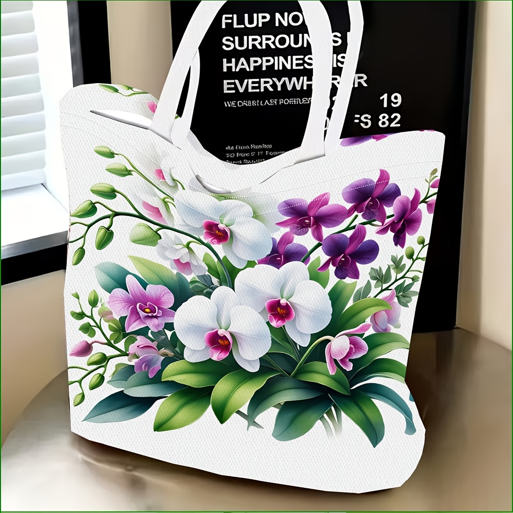 TEMU 1pc Exquisite Shoulder Bag, Orchid Floral Pattern Women's Shoulder Bag, Multi-functional, Handbag, Clutch, Evening Handbag, Travel Essential,