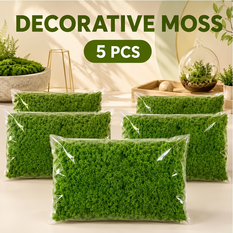 TEMU 5-pack (total 150g) Artificial Moss, Fake Moss For Handicrafts Potted Plants Fairy Garden Decor, Table Centerpieces Wedding Party Supplies, Home