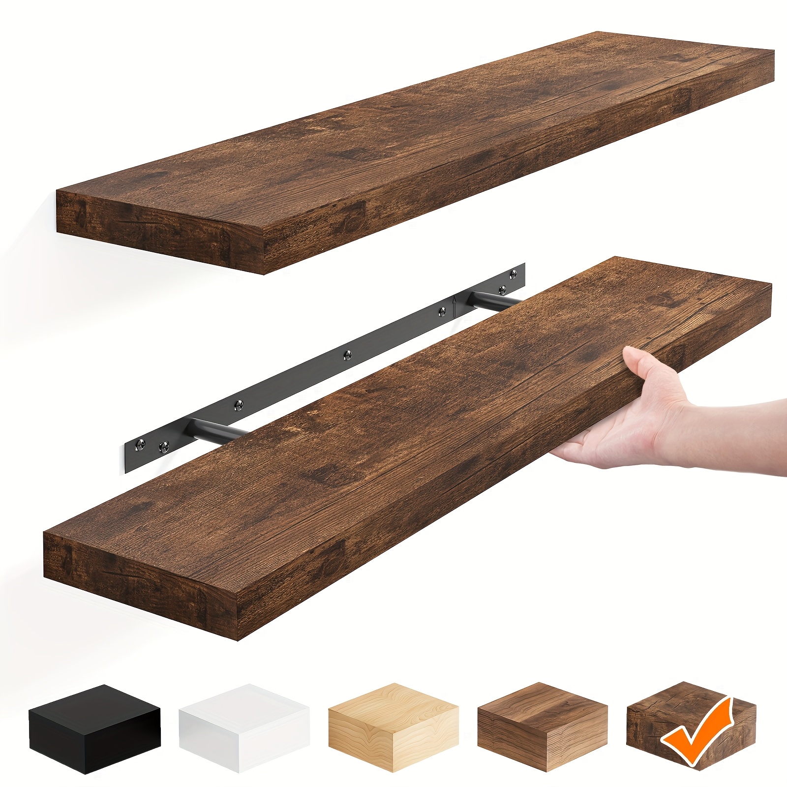 TEMU Tomnk Set Of 2 Floating Shelves For Wall, Invisible Mount Deep Storage Display Rack, Multipurpose Wall Organizer For Bedroom, Kitchen & Living