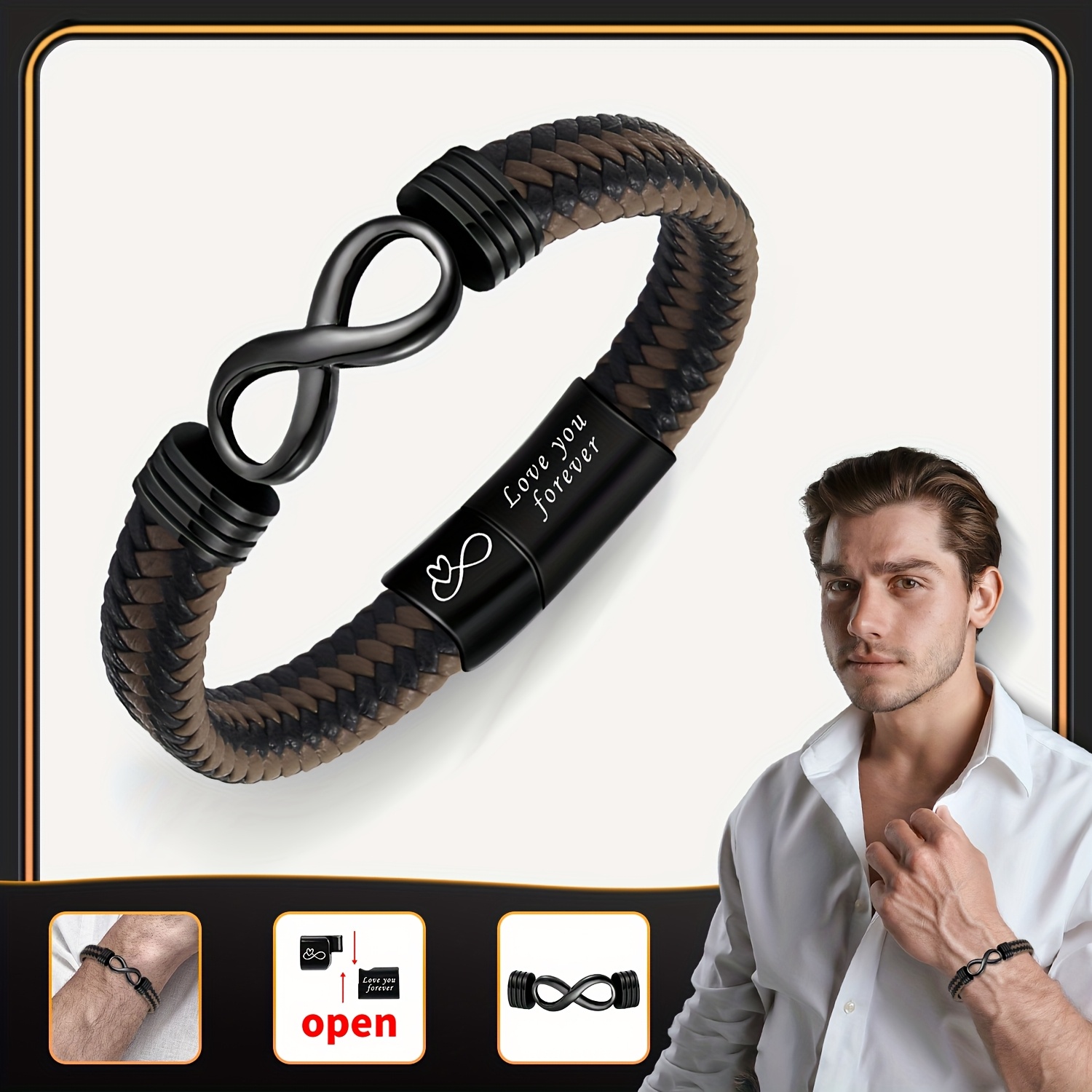 E-shop 1 Stück Valentinstag Romantisches Muss-Geschenk - Retro Mode Knotenarmband - für Sohn, Vater, Neffe, Enkel, , besten Freund, Freund & Ehemann -