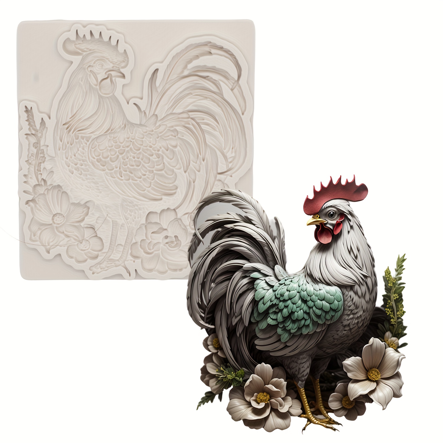 Versatile Silicone Rooster Mold For Diy Chocolate, Candy, And Fondant - Perfect For Halloween, Christmas, Easter, Thanksgiving Decorations - Kitchen Baking & Cake Decorating Tool