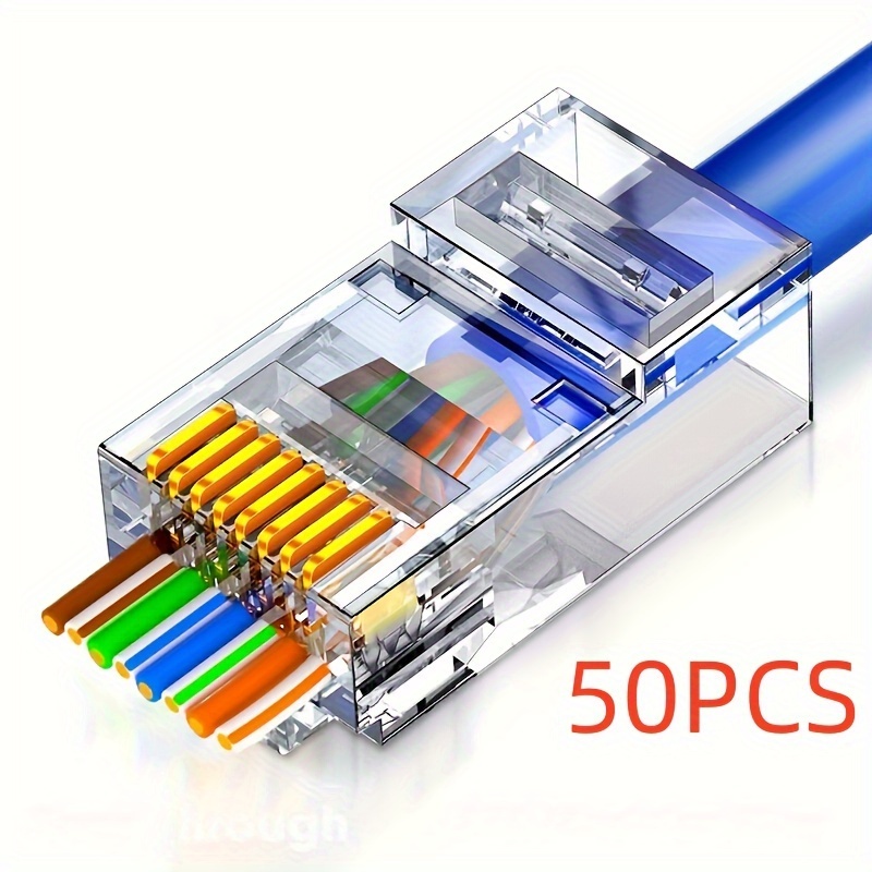Image of Rj45 Connectors Utp Cat6 Connector Network Unshielded Rj45 Perforated Through Connectors