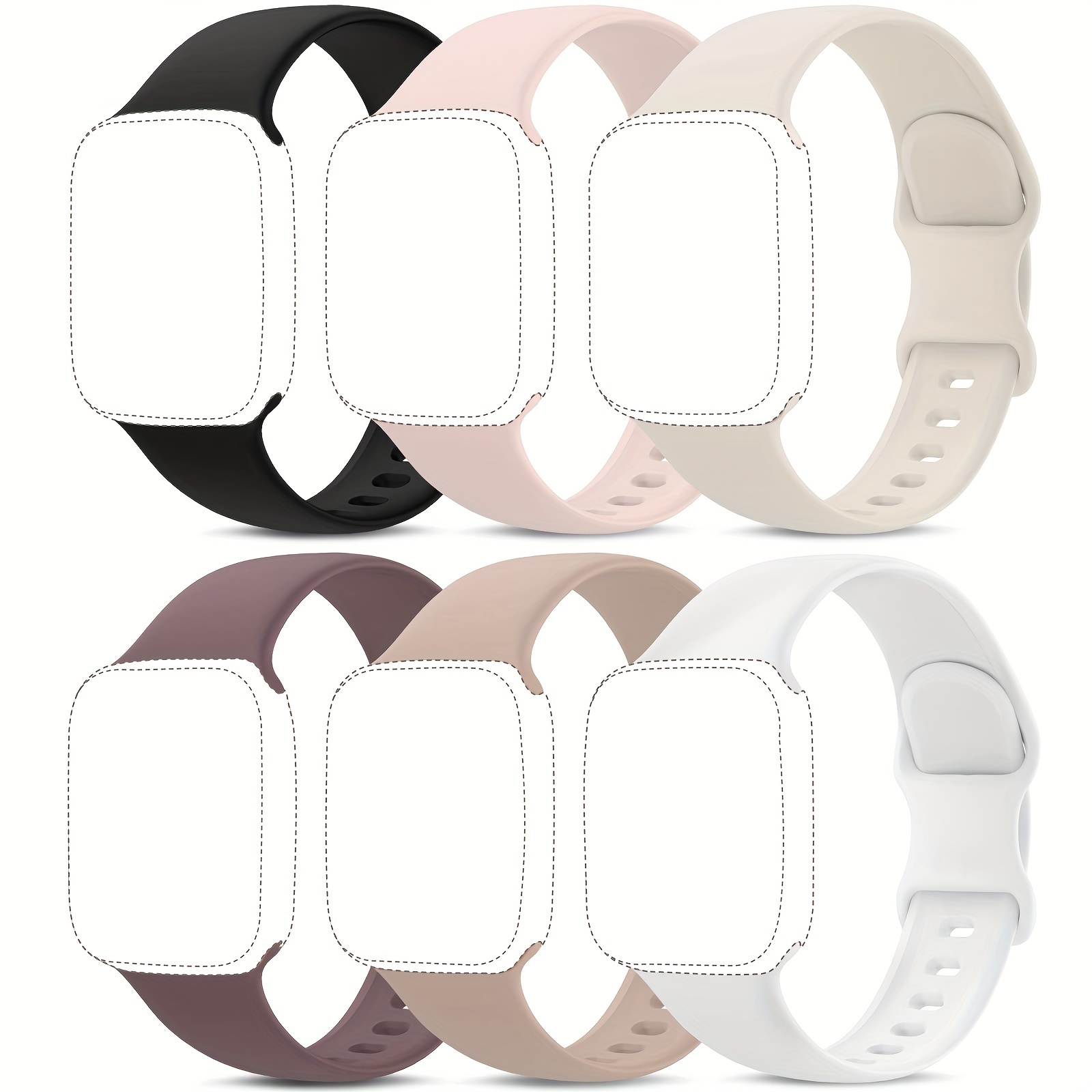 

6pcs Sport Bands Compatible With Watch Band 38mm 40mm 41mm 42mm 44mm 45mm 49mm, Soft Silicone Waterproof Strap Compatible With Iwatch, Watch Series 9 Ultra 8 7 6 5 4 3 2 1 Se Women Men
