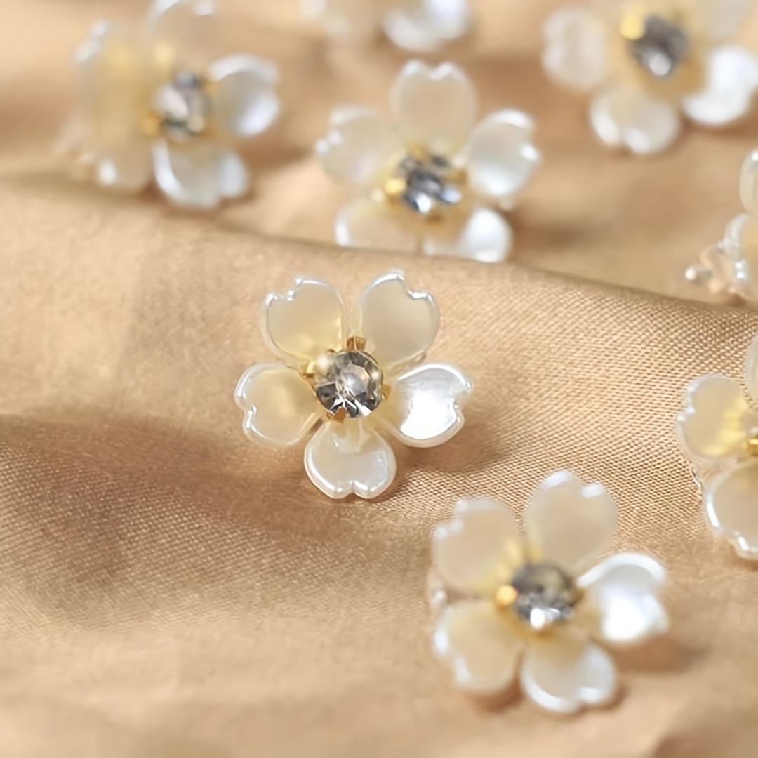 

45pcs Sparkling Diamond Flower Charms - Resin Craft Embellishments For , Hair Accessories & Scrapbooking