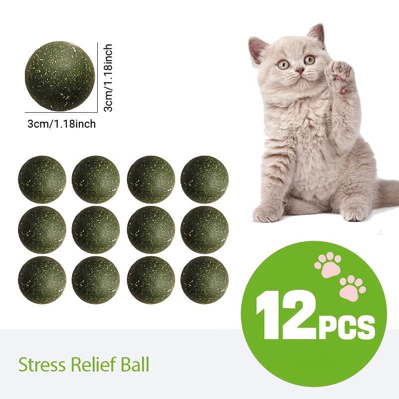 TEMU 12pcs Pack Pure Relax Balls Suitable For Multi-cat Homes - Cat, No Additives, For Kittens & Cats, For Bonding, Hunting Play & Stress In Feline