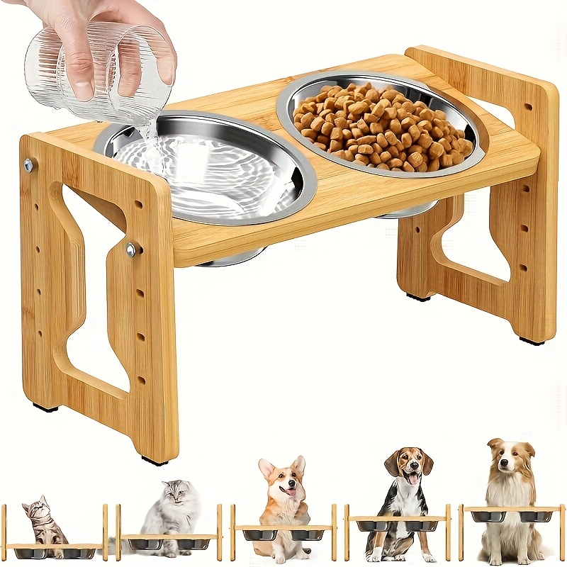 

Pet Feeder 2 Steel Bowls - , Elevated For Small