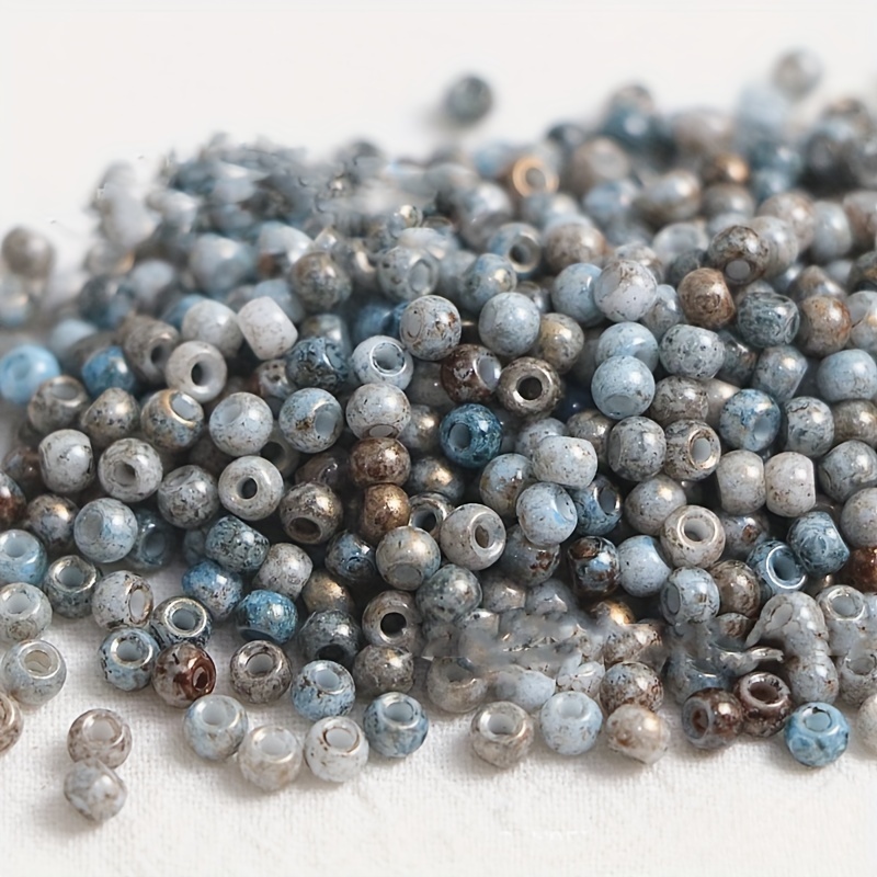 138pcs Picasso Colored Glass Rice Beads for DIY Jewelry