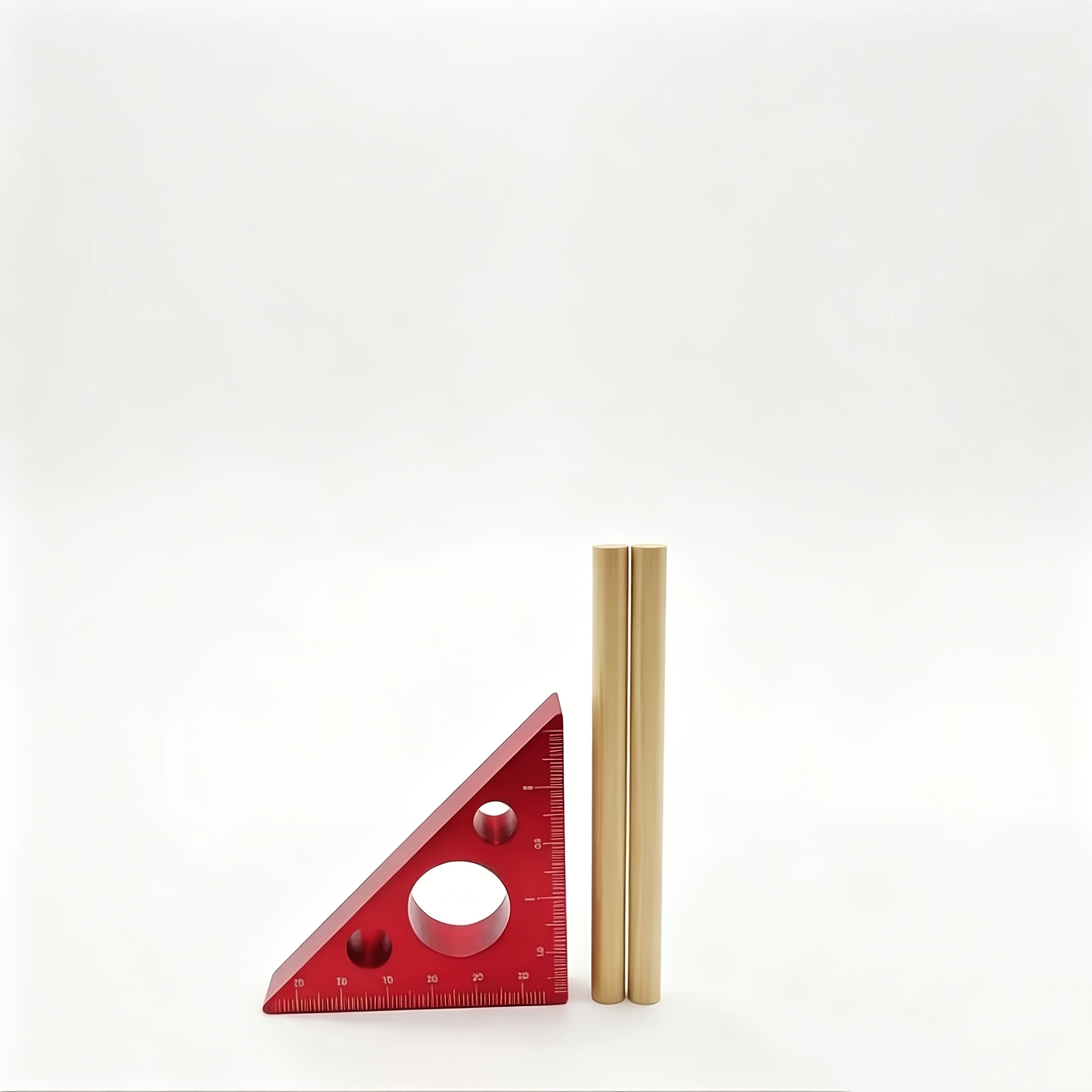 TEMU Dreiecklineal aus Aluminiumlegierung mit Bleistift, präzise metrische Skala 45/90 Grad, Höhenlehre, doppelte metrische/ Skala, 45°90°