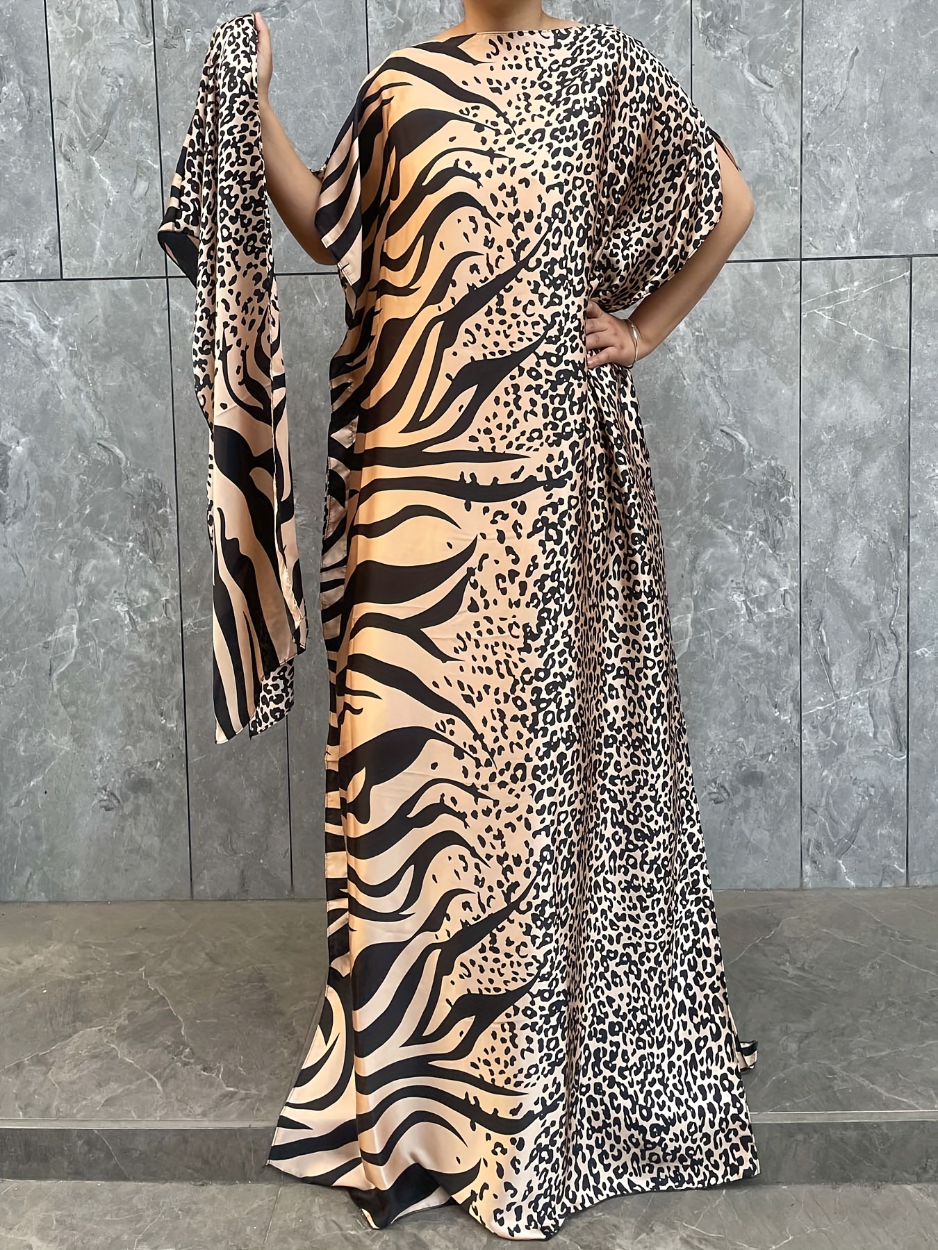 Caftano Maxi Taglie Abito Lungo Grigio Abito Lungo Taglie Forti