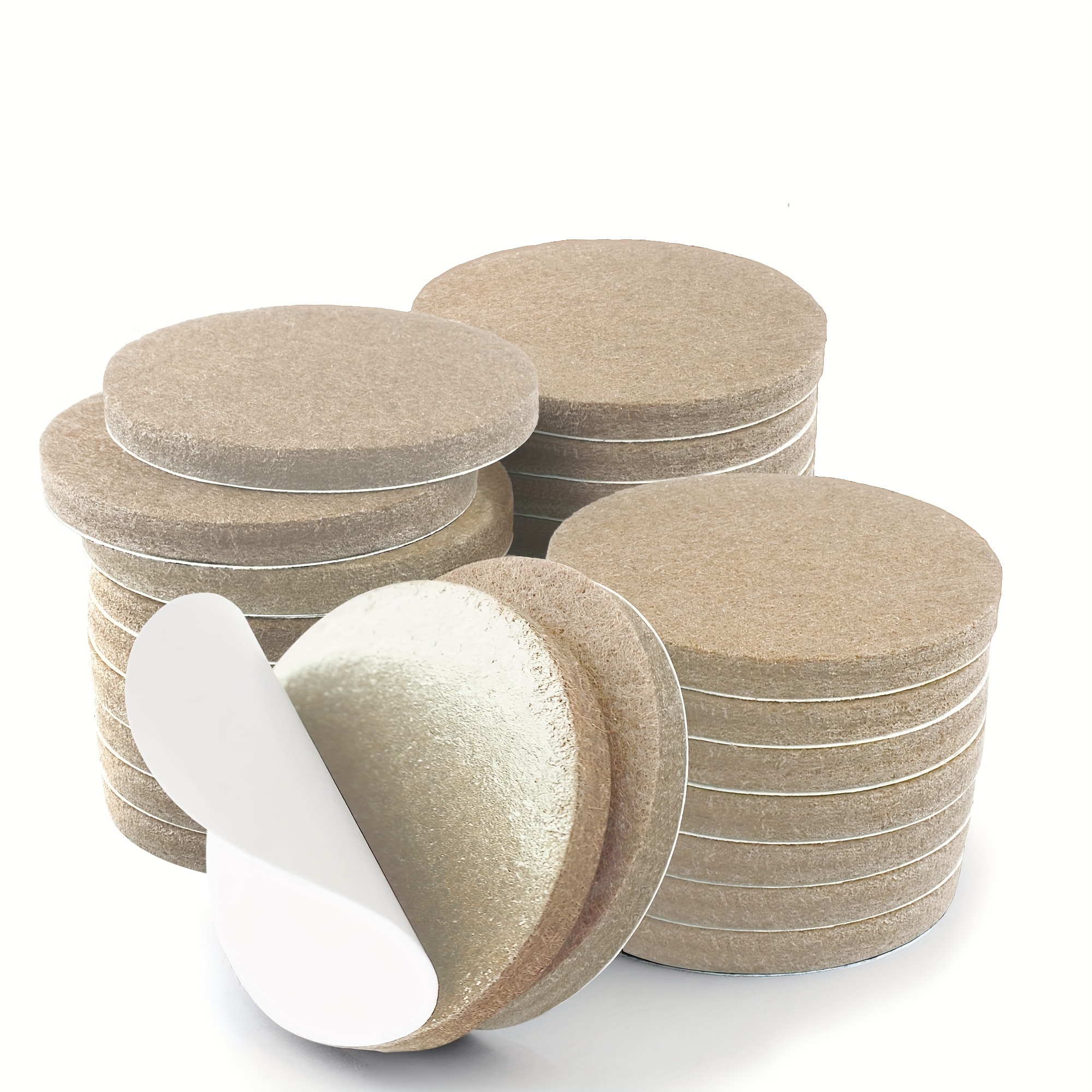 24-pakning med kraftige, selvklebende møbelputer i filt, 4 mm tykke, 5 cm i diameter, runde, beige, gulvbeskyttelse…: retailer-supplied image