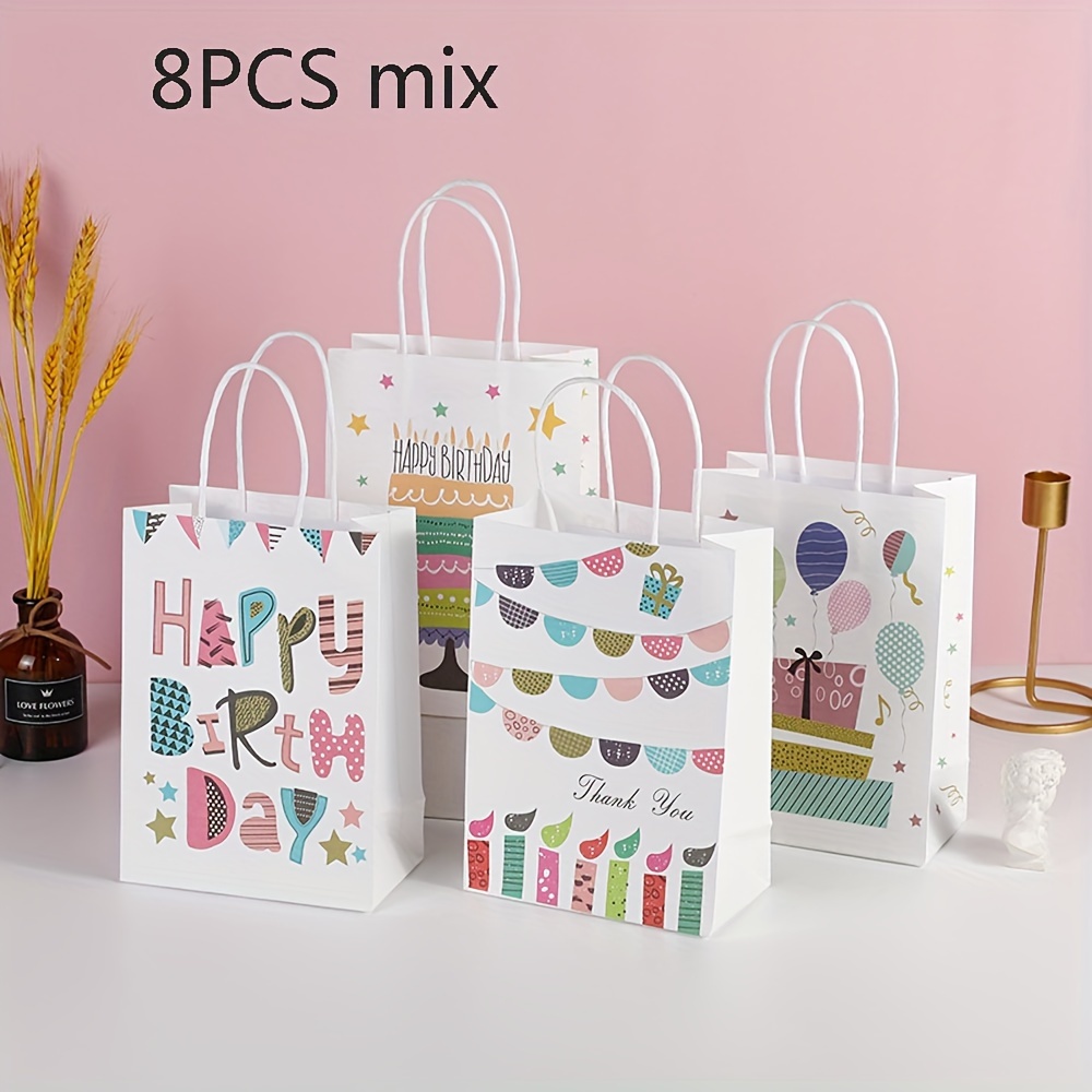 8/12pcs 21*15*8cm Birthday Cowhide Handbag Paper Bag Gift Bag