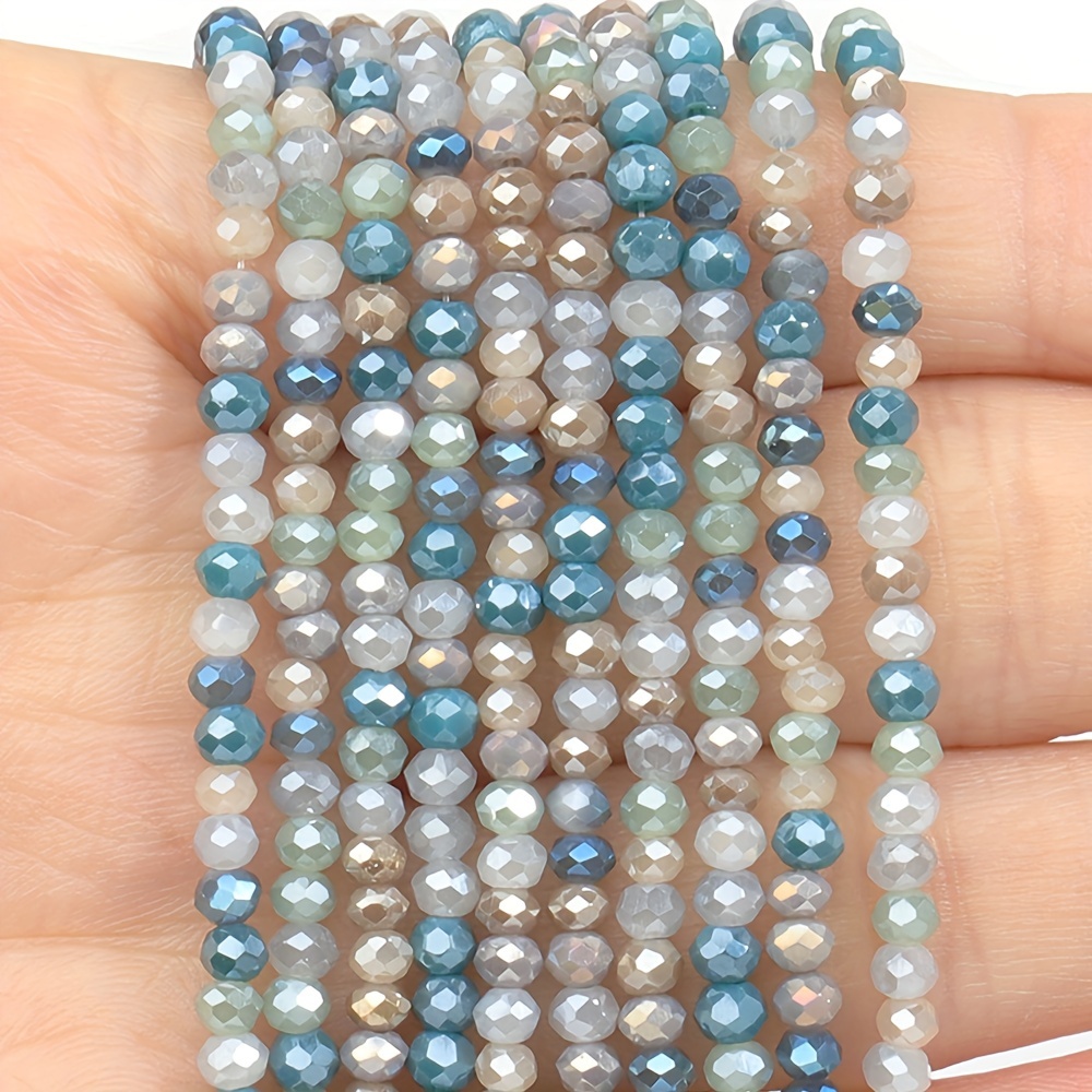 

165pcs Perles de Verre Facettées Bleues et Vertes Brillantes 3mm Perles d'Espacement pour la Fabrication de Bijoux DIY Boucles d'Oreilles Bracelet Collier Fournitures Artisanales Accessoires