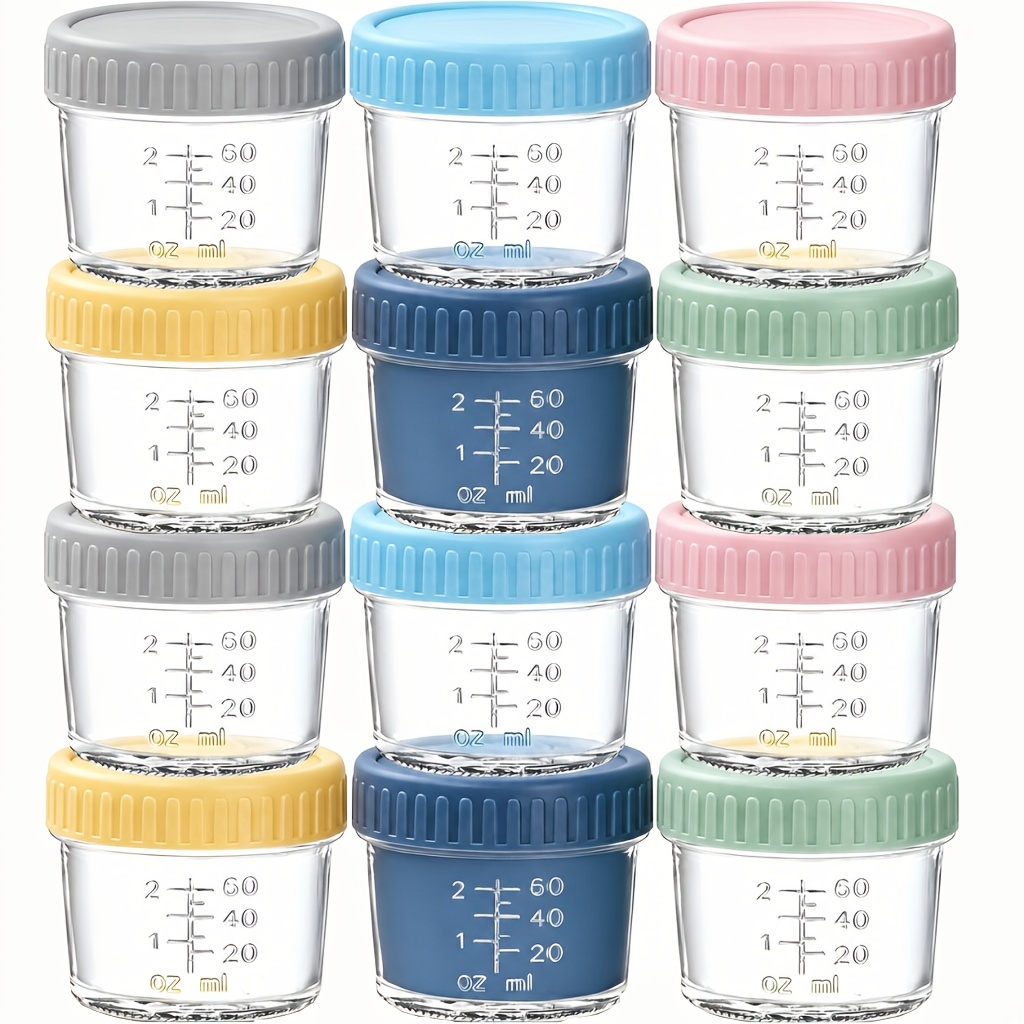6/12pcs, 120ml/4oz Glass Food Storage Containers, Reusable, Microwave, Dishwasher, Freezer Safe, Leak-proof
