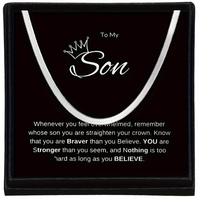 

Creative Trendy Hip Hop Chain Necklace Durable Stainless Steel Necklace Decoration Accessories Holiday Gift With Card Gift Box For My Son