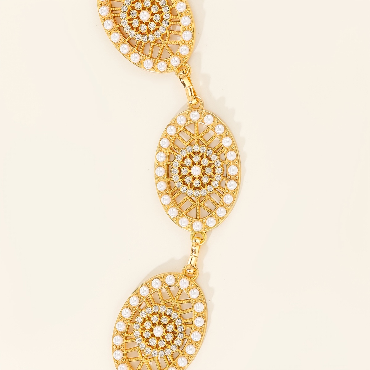 Geometric Pattern Adjustable Women's Belt with Chain