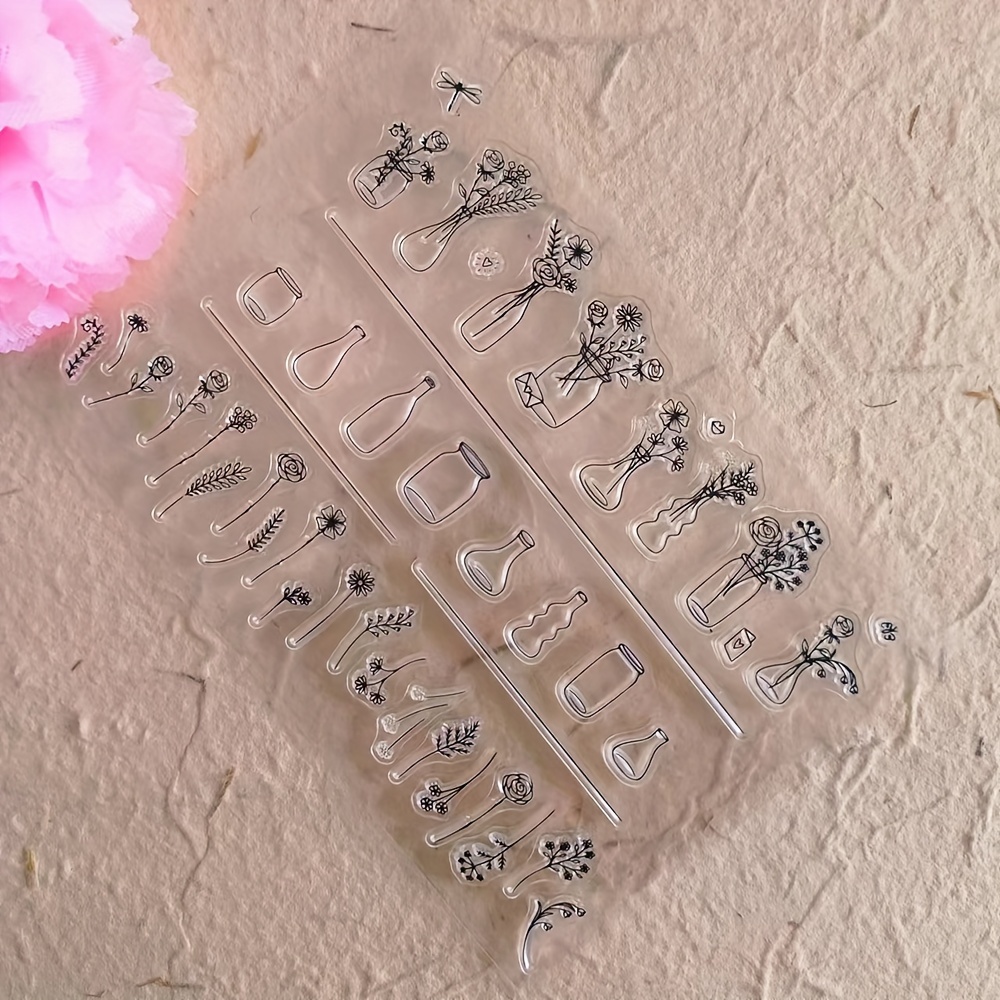 

1pc Flowers And Vases Clear Stamps For Diy Scrapbooking Card Making Album Decorative Silicone Seal Craft Rubber Stamp
