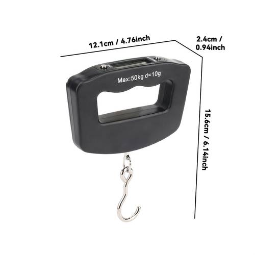 . digitale tragbare handwaage für gepäck, 110 lbs/50 kg, für autopflege-werkzeuge, tragbare elektronische waage, schnellwaage mit beleuchtetem lcd-display, reise-grundausstattung, (batterien nicht enthalten)