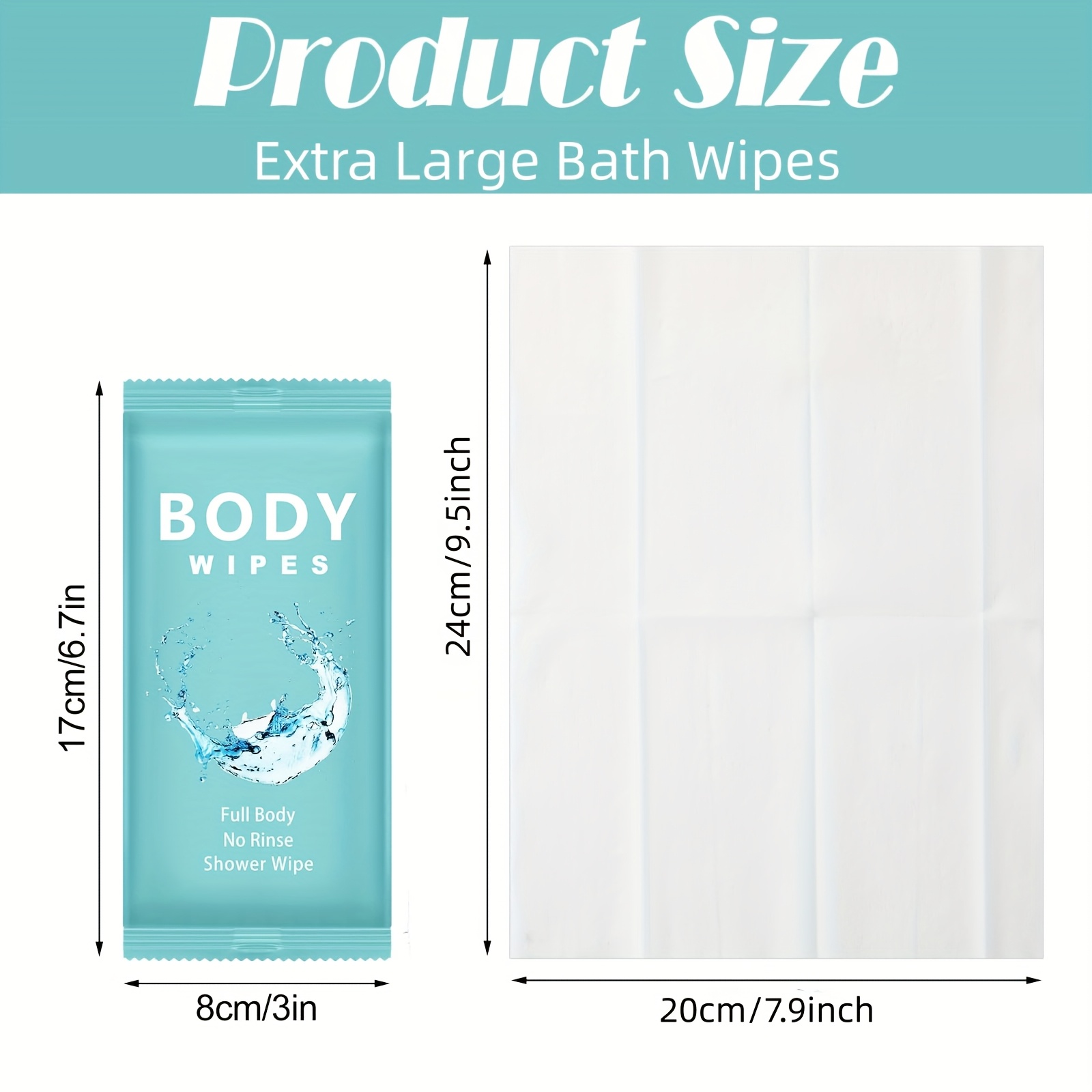 36pcs Cloths & Towelettes XL Rinse-Free Body Wipes, Individually Wrapped