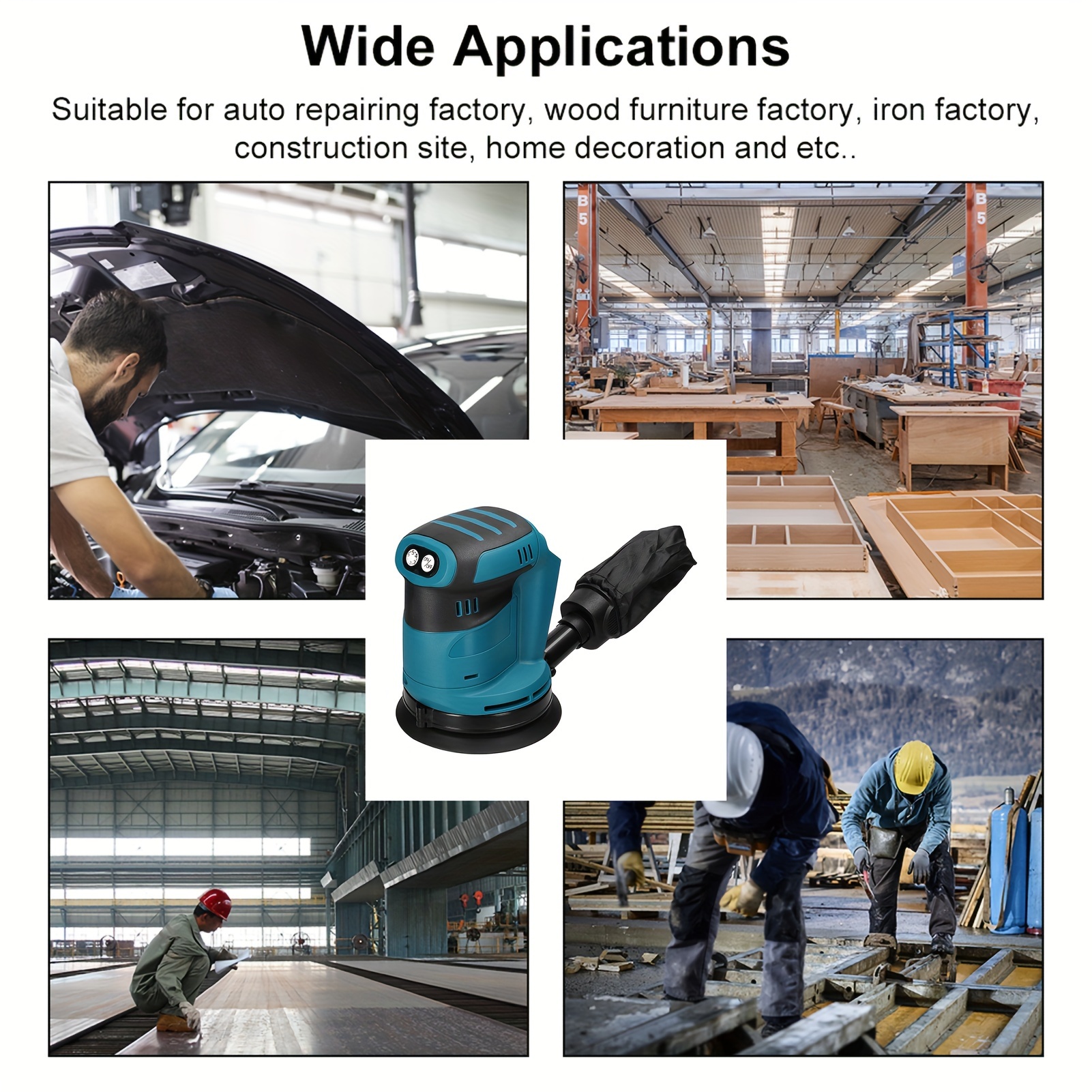 LIXADA Draadloze Orbitale Schuurmachine met 6 Instelbare Snelheden, Elektrische Polijstmachine