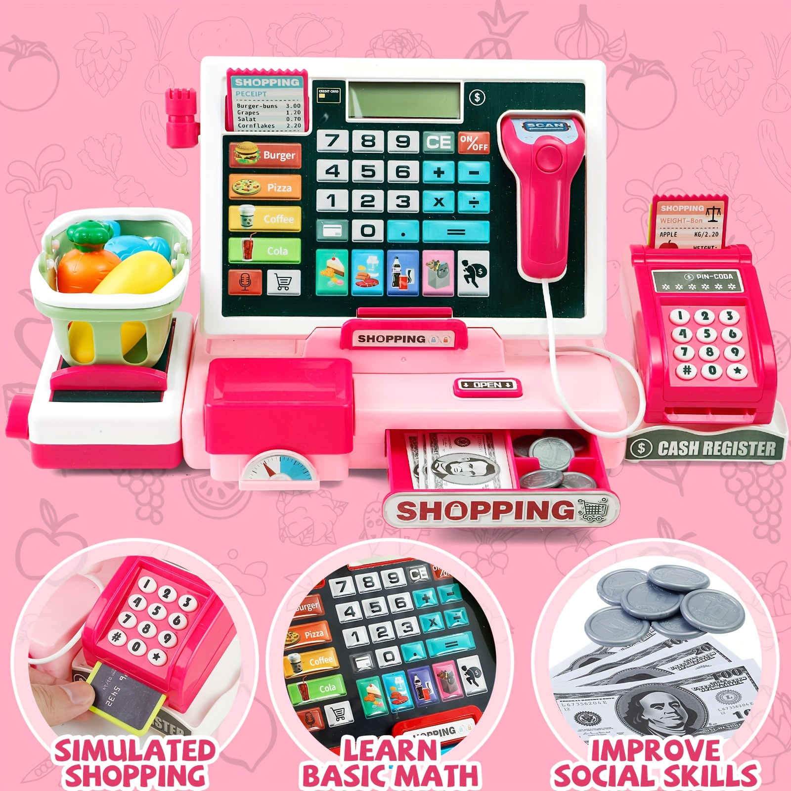 Register Toy Playset, Pretend Learning Toys Gifts for Boys and Girls,  for Halloween/Christmas