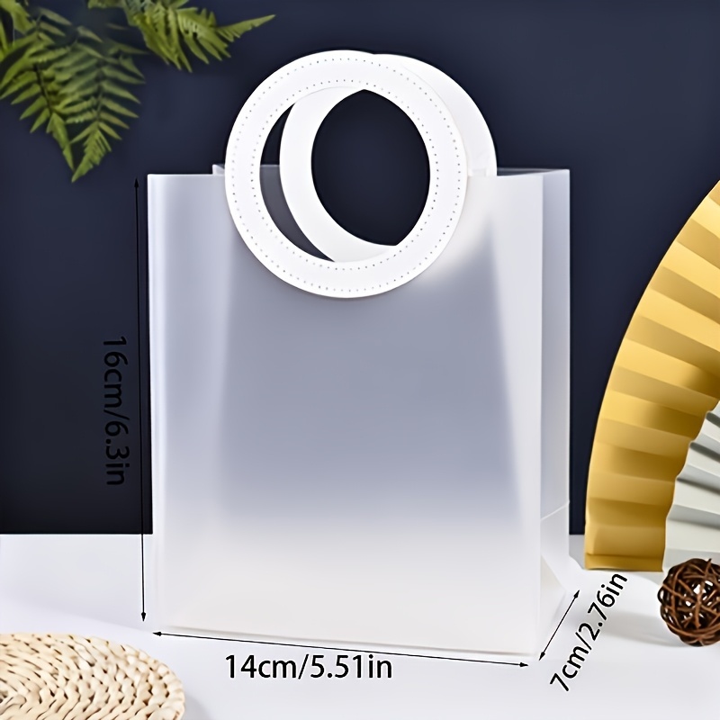 TEMU 15pcs Pack Transparent Pp Plastic Tote Bags Suitable For Wedding Favors, Party Gifts, Candy Packaging - Frosted Durable Sturdy Holdable Bags For