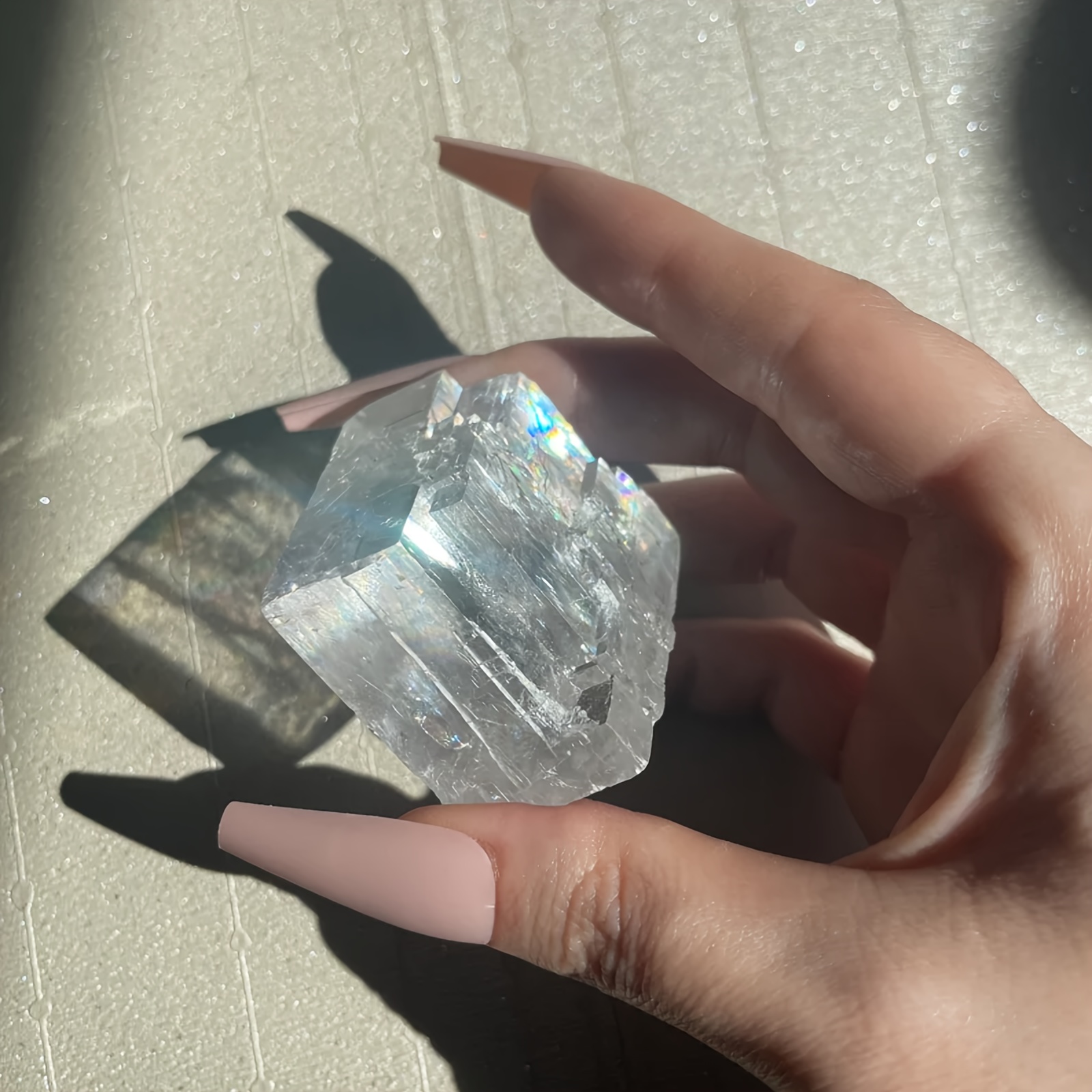 Optical Calcite Cube Natural Crystal Rough Stone, Gift Idea
