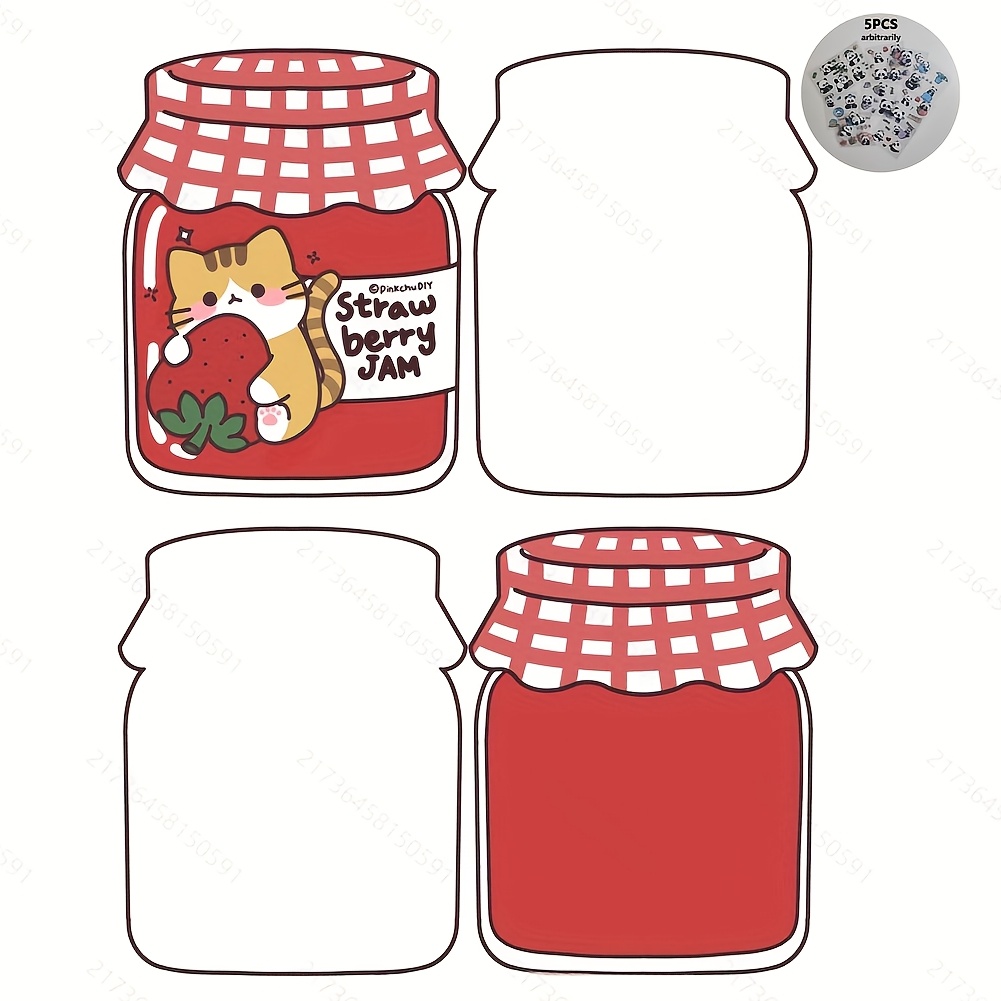 Image of Strawberry Cat Creative Craft Kit + 5 Random Pattern Stickers, A 6-piece Combo Set, Suitable For Scrapbooking And Puzzles, Birthday, Christmas, And New Year Gift!