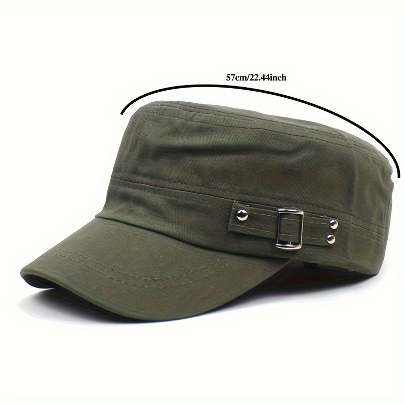 Adjustable Flat Cap - Unisex Casual Style, All-Season Hat. Fashionable Buckle Detail. Cloth Cap