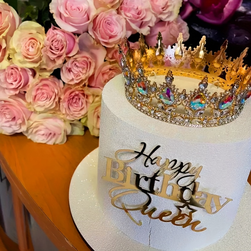 2 Couronnes De Gâteau Anniversaire – Rose Et Or – Décorations Métalliques Pour Gâteau, Mariage, Fête Princesse