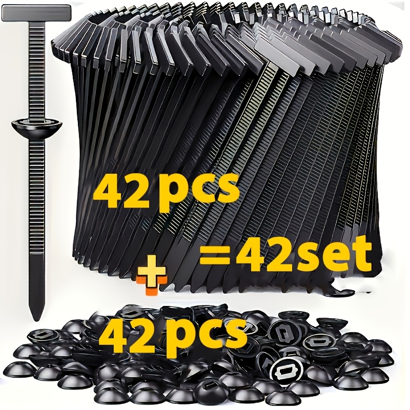 TEMU 20 Sets/42 Sets Attaches de câble autobloquantes en nylon durables avec boucle en plastique noir - Attaches résistantes aux UV de haute