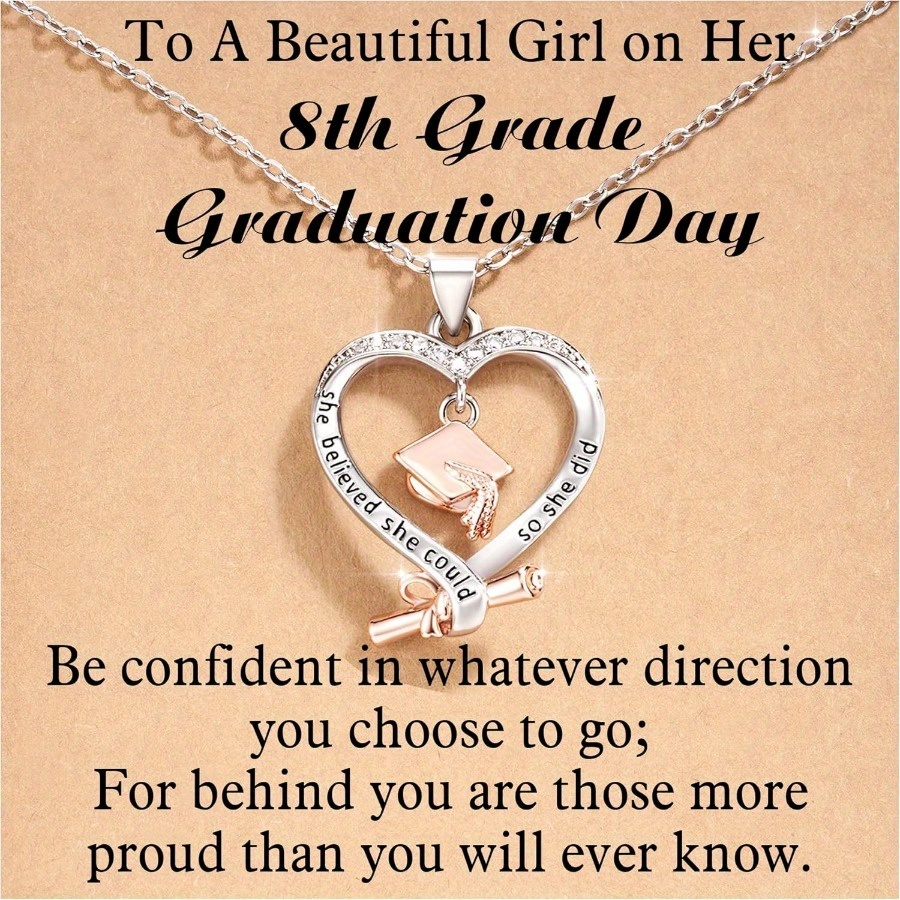 TEMU 1pc Fashion Necklace, Easy Necklace, Cute Necklace, Heart Necklace, Graduate Pendant, Fashion Jewelry, Christmas Jewelry, Graduation Gift,