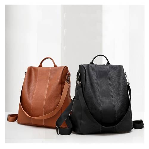 item picture a vintage anti theft backpack for women featuring a secure zipper closure design and zipper compartment this convertible backpack is suitable for travel school work and everyday use in beige