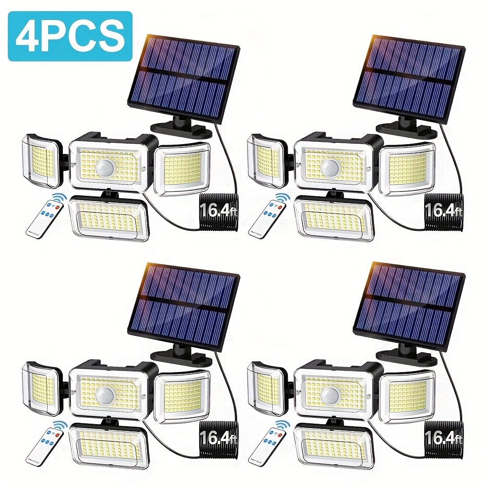 TEMU Solar Motion Sensor In Sets Of 2, 4, Or 6, Featuring 288 Leds And 4 Different Lighting . 270-degree Wide-angle Floodlights Are Perfect For ,