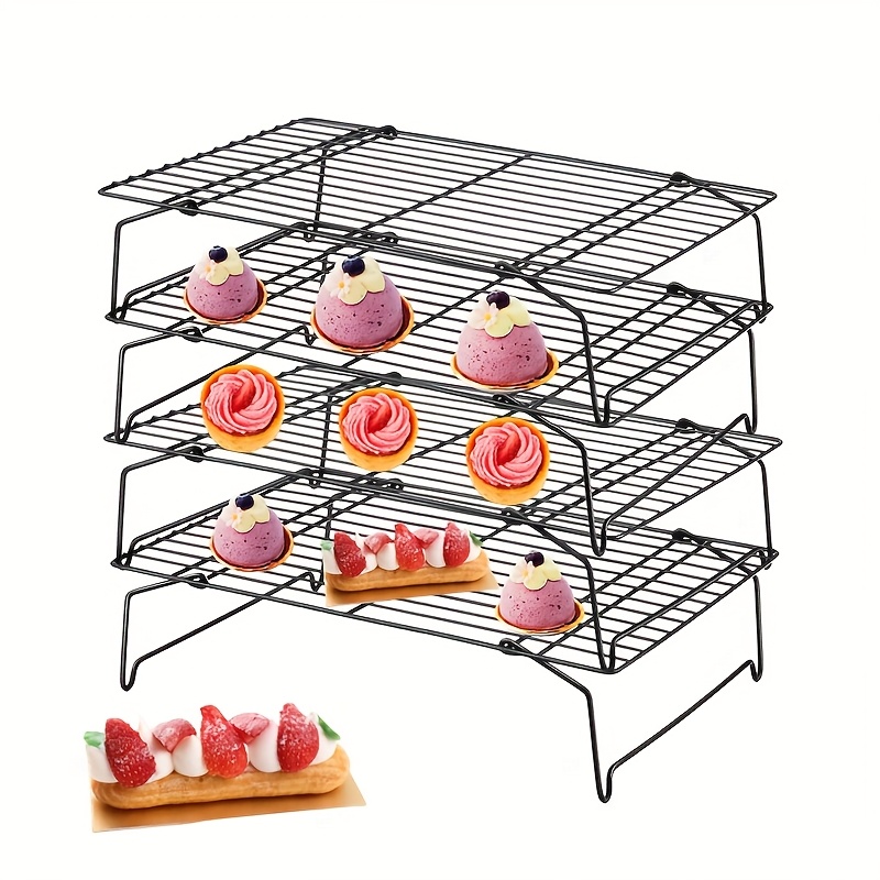 TEMU Juego de 4 piezas de utensilios de cocina de 16x10 pulgadas, utensilios de repostería, rejilla plegable multifuncional, rejilla de enfriamiento,