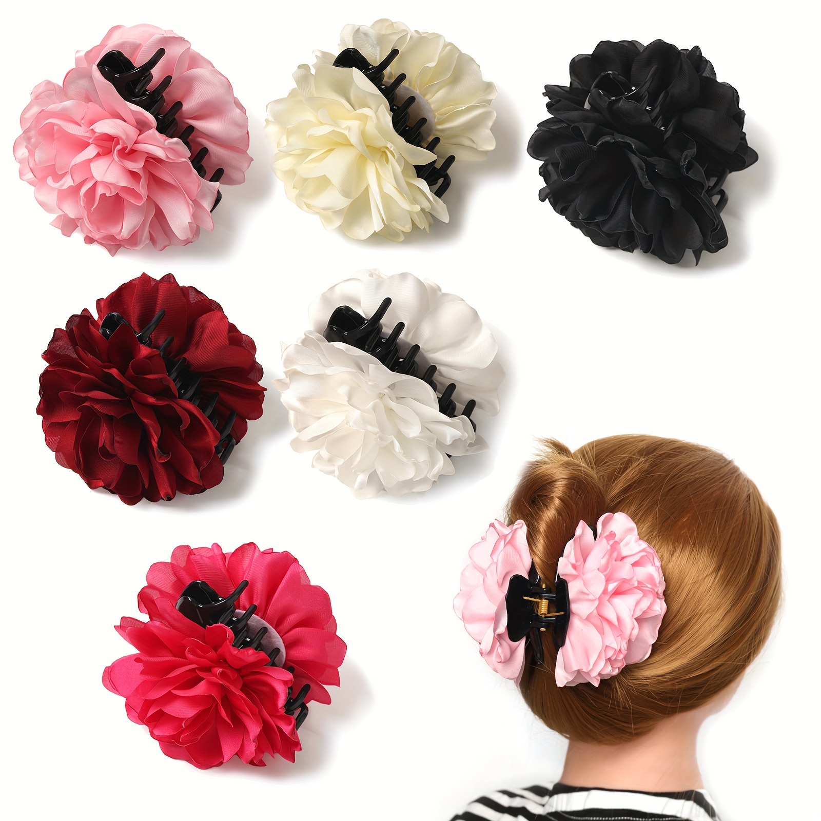 

1pc Vintage Flower Decorative Hair Grab Clip Trendy Non Slip Hair Claw Clip Ponytail Holder For Women And Daily Use