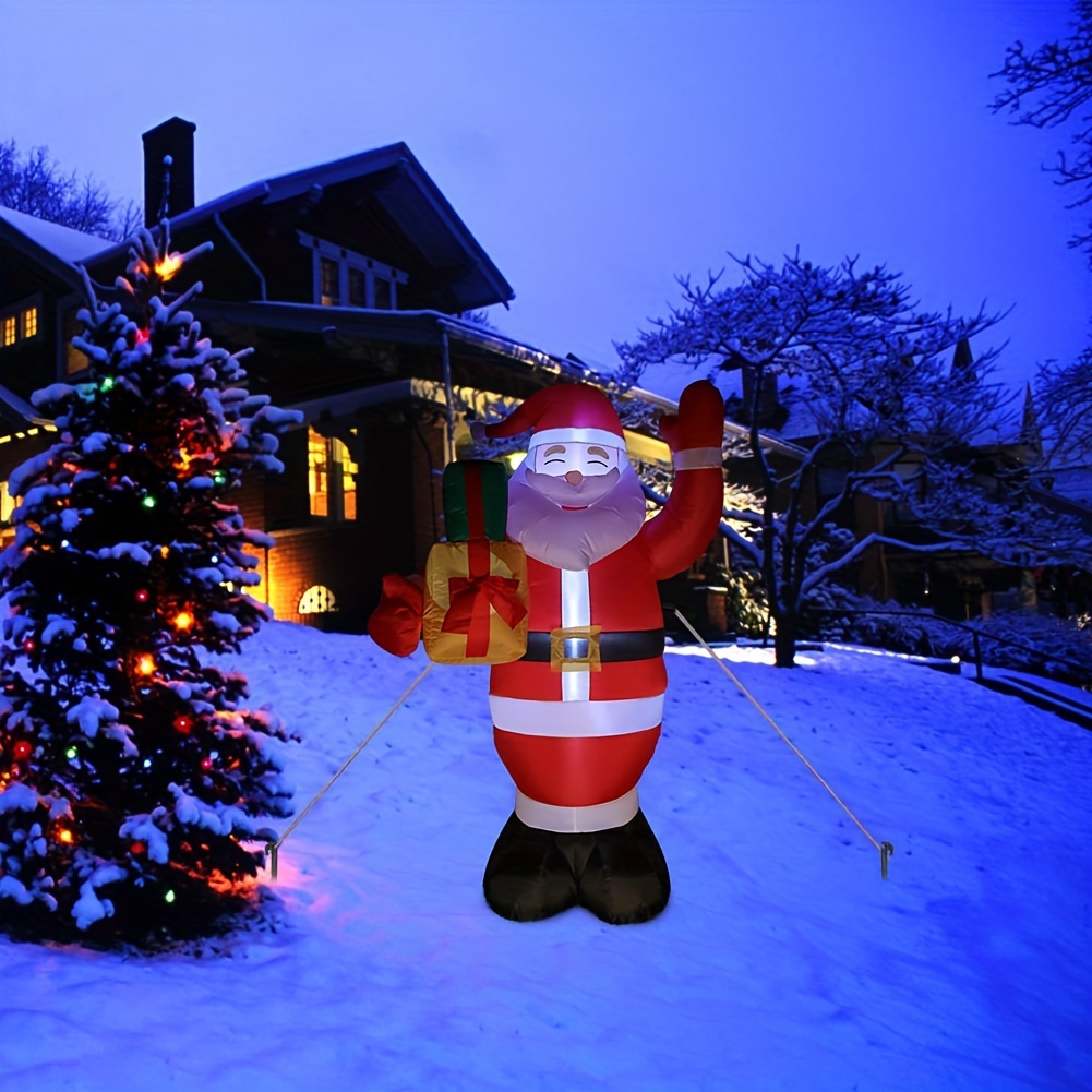 

5ft Led-lit Inflatable Santa Claus - Quick Air Blow, Outdoor Christmas Decor For Yard & Garden, Polyester, 110v-240v Plug-in