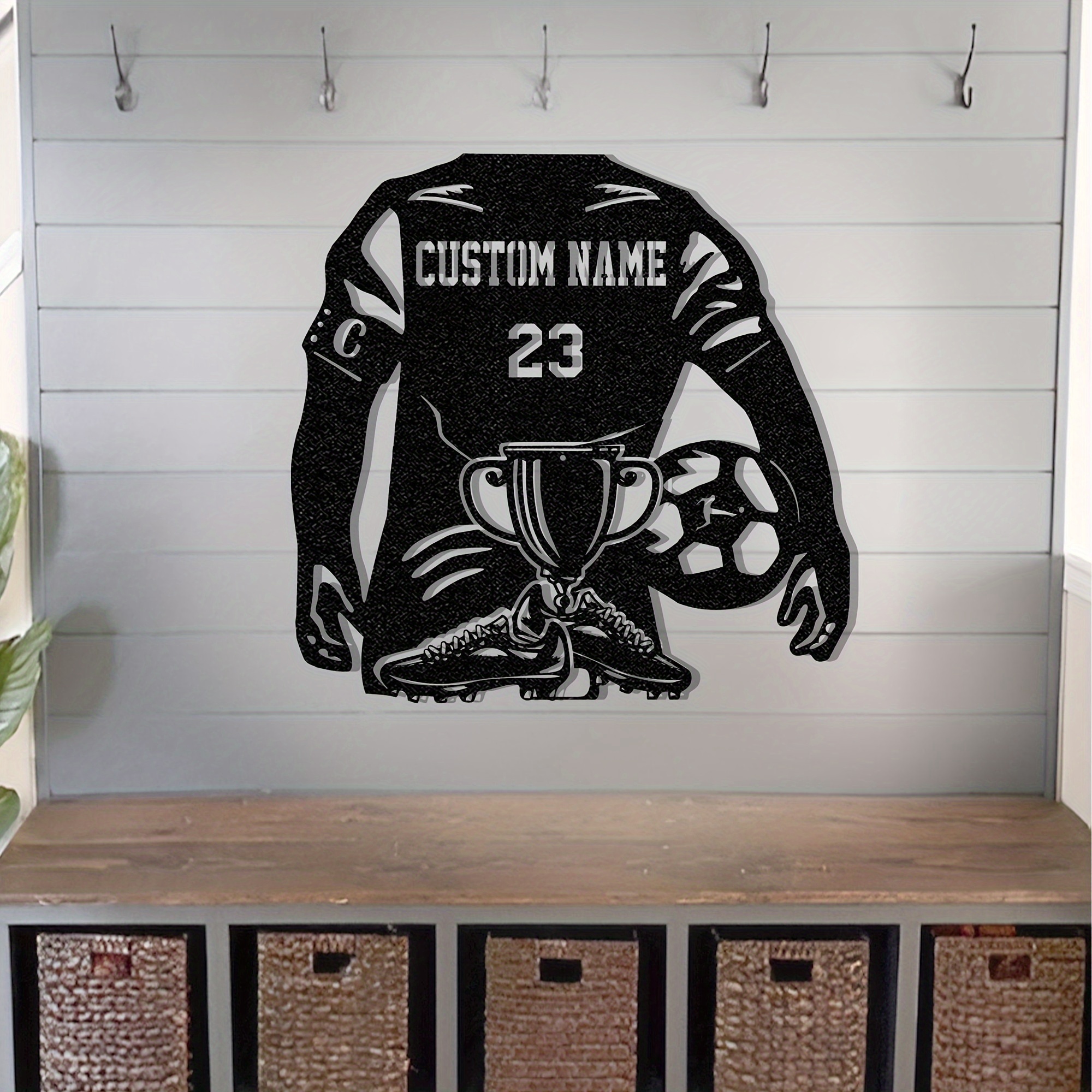 

Customizable Metal Soccer Jersey Wall Art, Personalized Team Decor, Home Door & Living Room Wall Hanging, Outdoor Patio Garden Decor, No Electricity Needed - Gift Idea