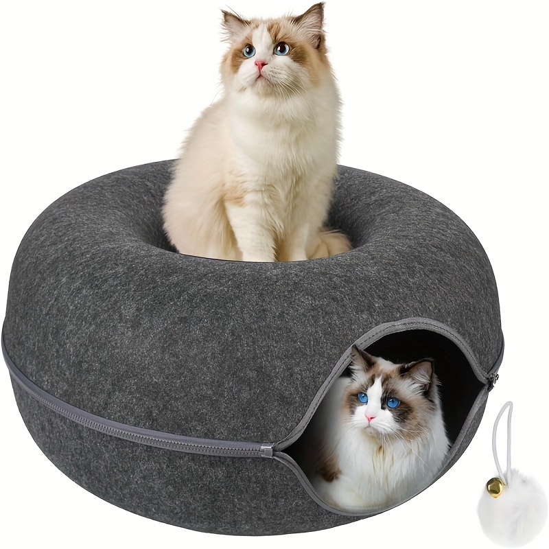BANBERS Cat Tunnel Bed, Cat Tunnel, Indoor Cat Hiding Place, Donut Cat Bed, All-season Cat Bed And Cat Hole (dark Gray, Light Gray, 20 Inches, 24 Inches)