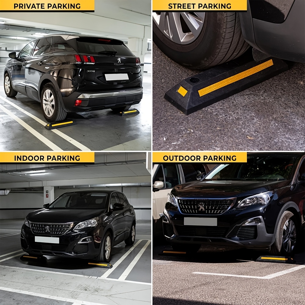 2X Heavy Duty Parking Wheel Stopper Garage Stop Assist Rubber Block for Car Truck