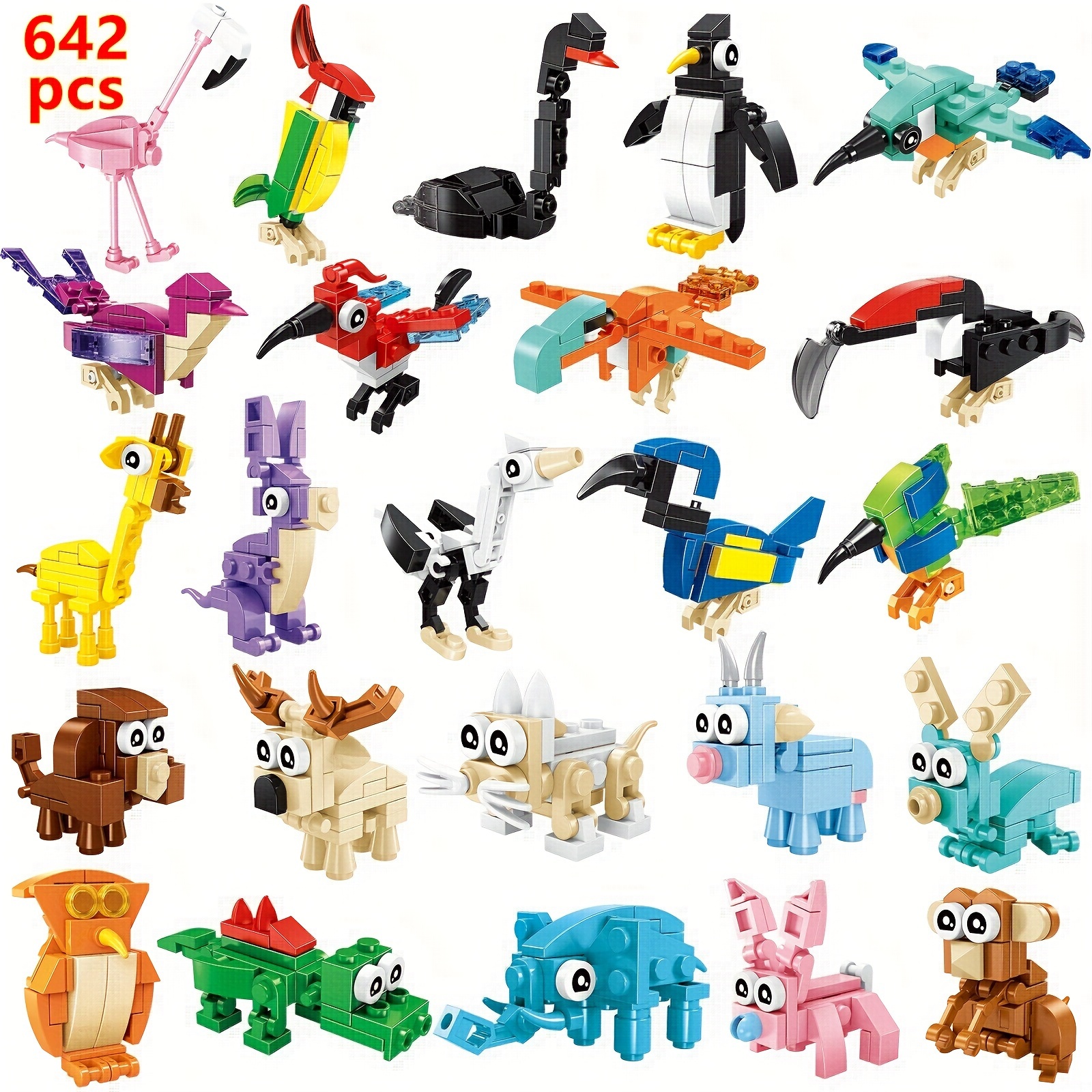 

24 Pieces Animals Building Blocks 642pcs, Assembled Bird Animal Can Change 3 Styles, Intelligent Toys Bricks, Thanksgiving Christmas Gifts Toy