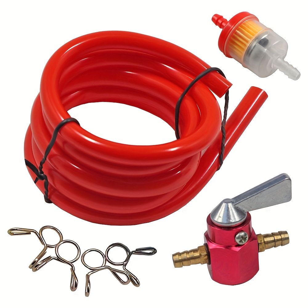 Image of 3.28ft Flexible Fuel Pipe Hose Tube Inline Gas Tank Switch Petcock Valve Filter Hose Clamp Kit, + Fuel Filter + Clip, Modification Repair Replacement For Most Motorcycles, Dirt Bikes, Atv