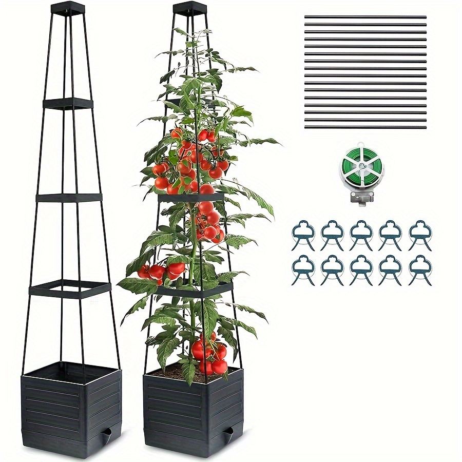 

Tomato Planter Box With Trellis Self Watering Tomato Cages For Garden Pots 58" Tomato Plant Support Cage Self Watering Raised Garden Bed For Climbing Vegetables