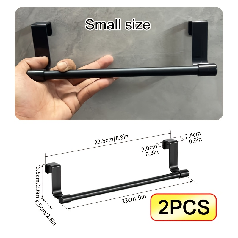 TEMU 2pcs Porte-Serviettes de Cuisine Moderne, Perçage, Barre de Serviettes à Fixer pour Portes d'Armoire, Idéal pour les Serviettes, les Chiffons et